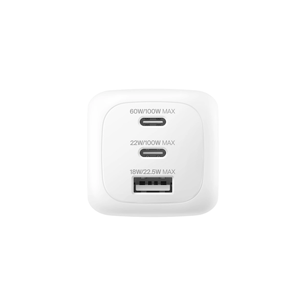 Belkin BoostCharge Pro 3-Port GaN Wall Charger 100W - White - Gambar 2